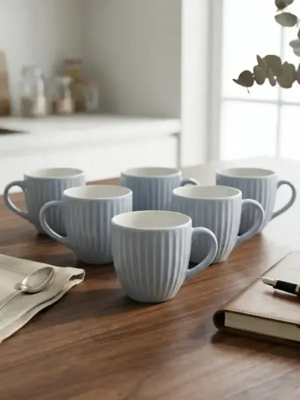 Blue_Ribbed_Ceramic_Mug_Set_Set_Of_6_Pcs