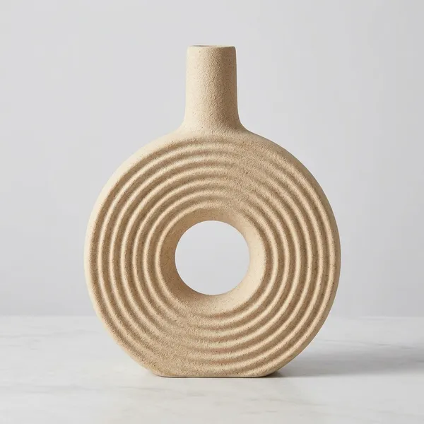 Sandstone_Ripple_Ring_Ceramic_Vase_8_Inches