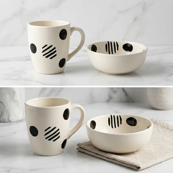 Monochrome_Snack_Bowl_Mug_Combo_Set