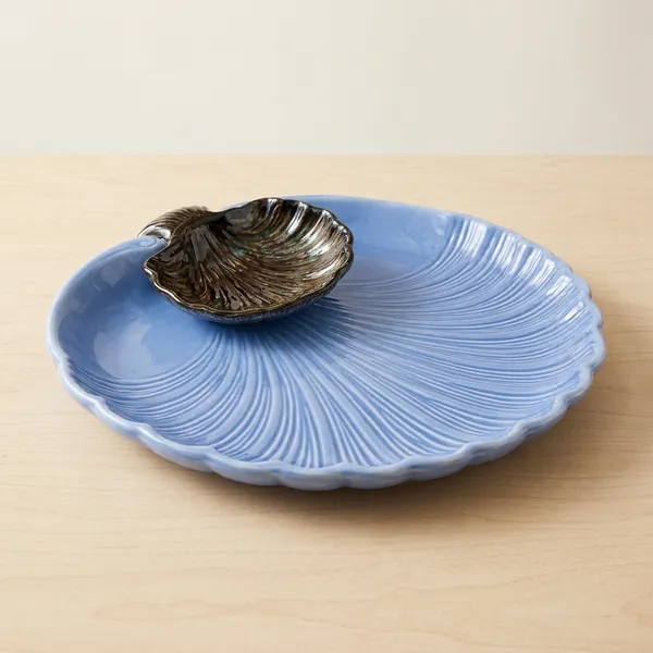 Azure_Wave_Shell_Platter_With_Dip_Bowl_11_Inch
