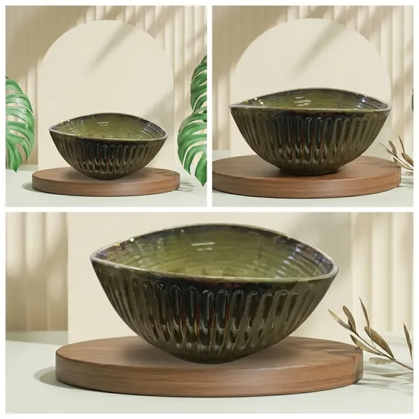Fluted_Line_Oval_Deep_Dessert_Green_Bowl_9_X_7_Inches
