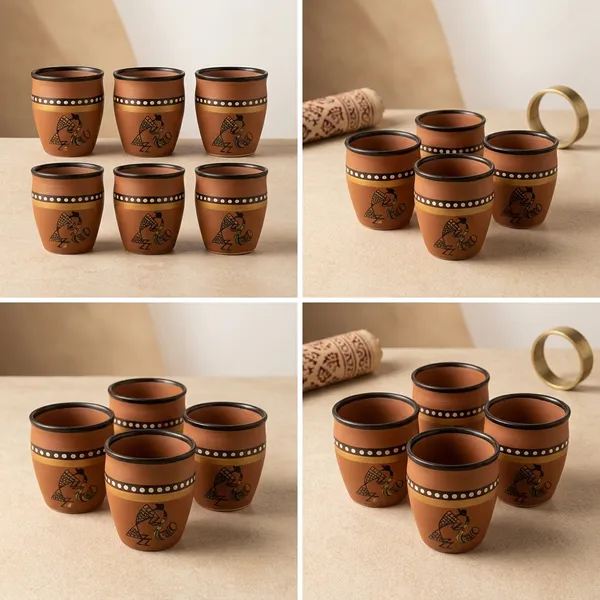 Tribal_Art_Ceramic_Kulhad_Cup_Set_Set_Of_6_Pcs