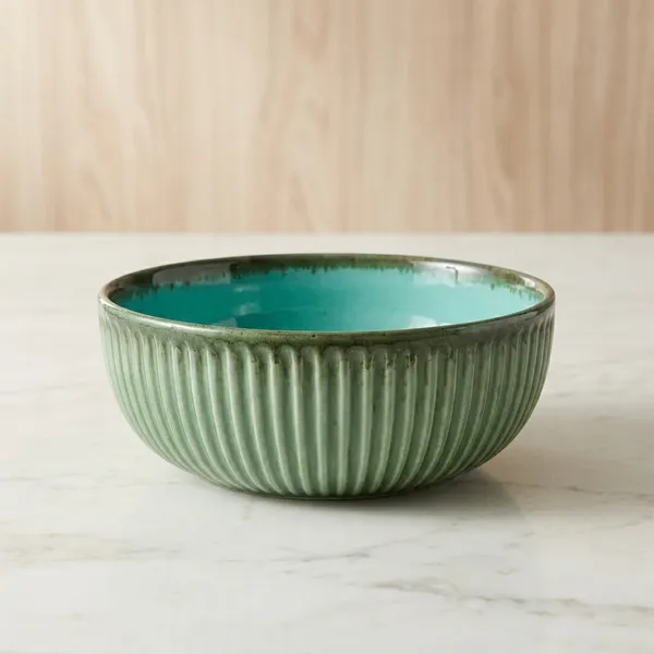 Handcrafted_Emerald_Green_Ceramic_Serving_Bowl_Ribbed_Luxe_Collection