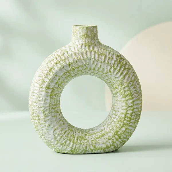 Sage_Aura_Textured_Ring_Ceramic_Flower_Vase_6_5_Inches