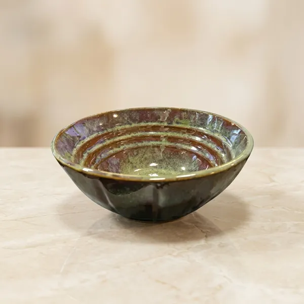 Fluted_Line_Round_Dessert_Green_Bowl_7_5_Inches