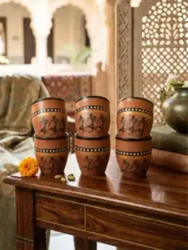 Warli_Art_Ceramic_Kulhad_Cup_Set_Set_Of_6_Pcs