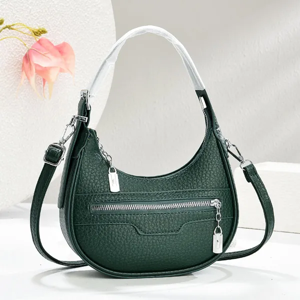 Green_Pu_Textured_Crescent_Hobo_Crossbody_Bag_For_Women