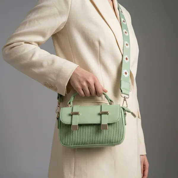 Green_Pu_Textured_Shoulder_Bag_With_Adjustable_Strap_For_Women