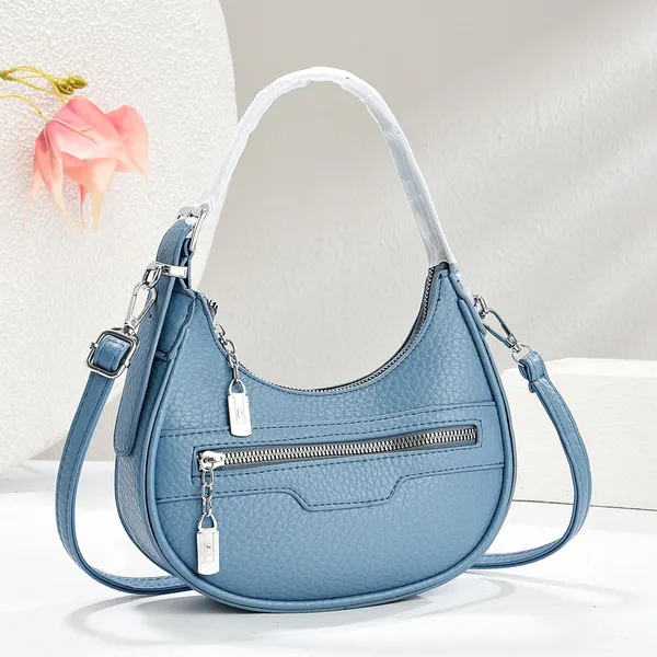 Blue_Textured_Pu_Crescent_Hobo_Shoulder_Bag_For_Women