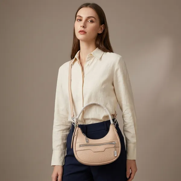 Beige_Textured_Pu_Crescent_Crossbody_Hobo_Bag_For_Women