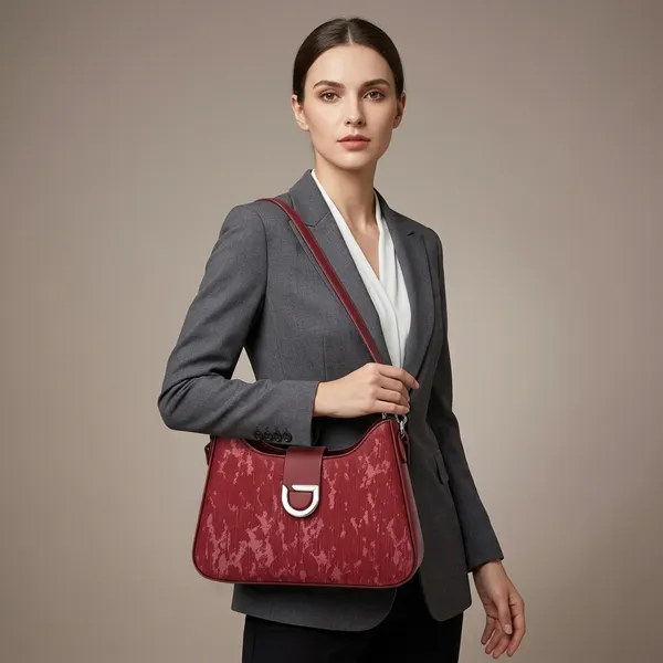Maroon_Jacquard_Floral_Pattern_Hobo_Bag_For_Women