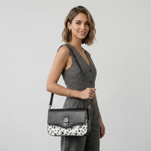 Black_White_Floral_Print_Pu_Crossbody_Bag_For_Women