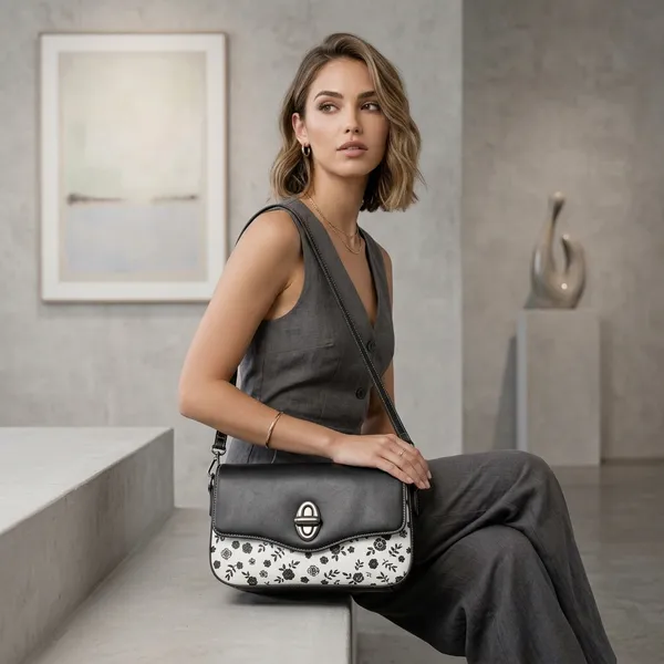 Black_White_Floral_Print_Pu_Crossbody_Bag_For_Women
