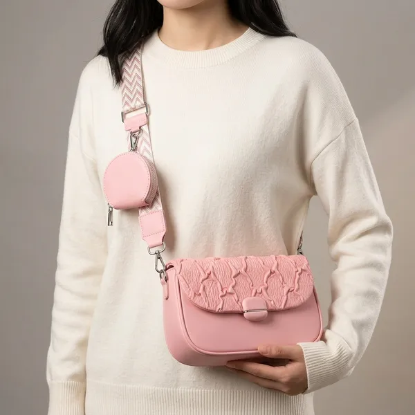 Pink_Pu_Quilted_Flap_Crossbody_Bag_For_Women