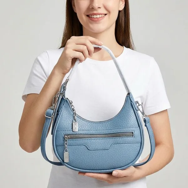 Blue_Textured_Pu_Crescent_Hobo_Shoulder_Bag_For_Women