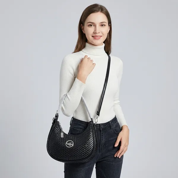 Black_Pu_Woven_Textured_Crescent_Hobo_Shoulder_Bag_For_Women