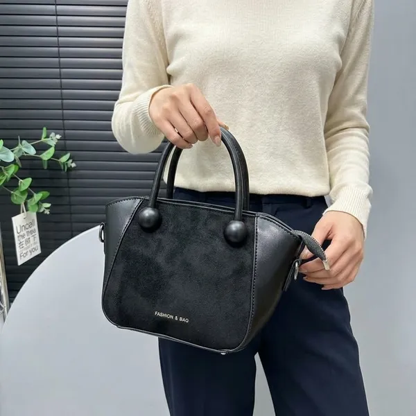 Black_Pu_Structured_Dual_Handle_Handbag_For_Women