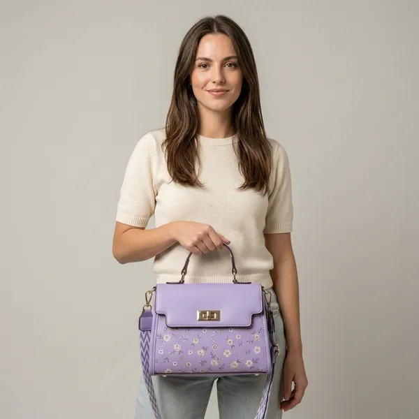 Purple_Pu_Floral_Embellished_Structured_Handbag_Braided_Strap_For_Women