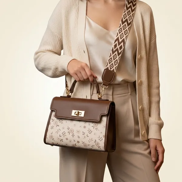 Brown_Cream_Pu_Floral_Print_Structured_Handbag_Woven_Strap_For_Women