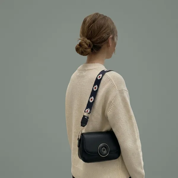 Black_Pu_Crossbody_Bag_With_Floral_Embroidered_Strap_For_Women