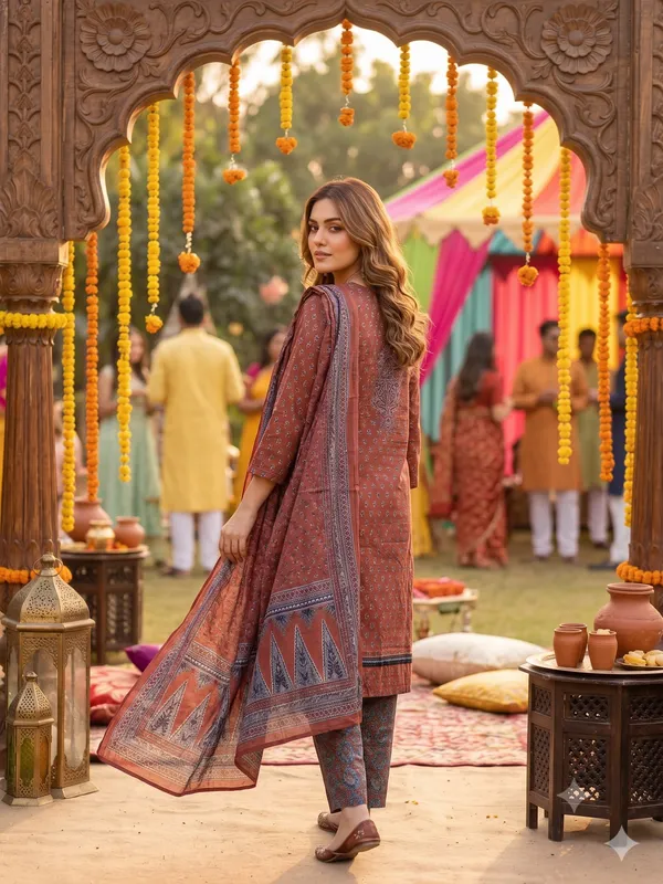 Rust_Ajrakh_Printed_Cotton_Kurta_Set