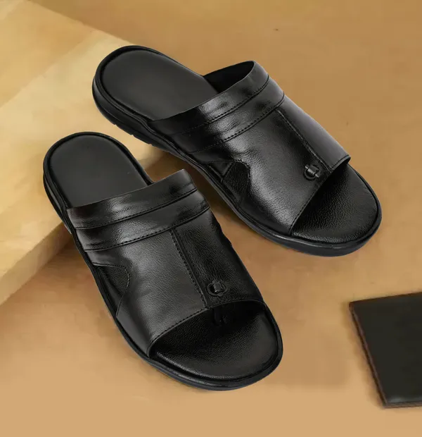 Black_Genuine_Leather_Slip-On_Sandals_For_Men