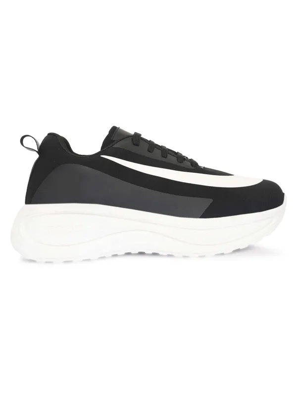 Black_White_Mesh_Lace-Up_Sneakers_For_Men