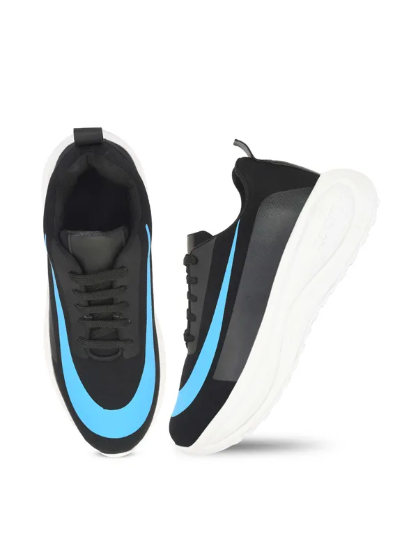 Black_Blue_Mesh_Lace-Up_Sneakers_For_Men