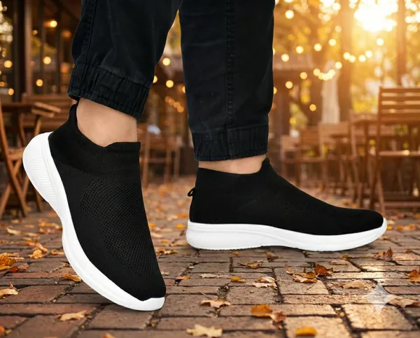 Black_White_Flyknit_Slip-On_Sneakers_For_Men