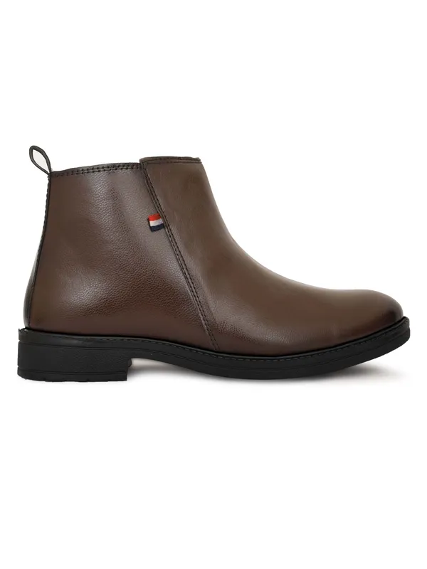 Brown_Synthetic_Leather_Slip-On_Ankle_Boots_For_Men