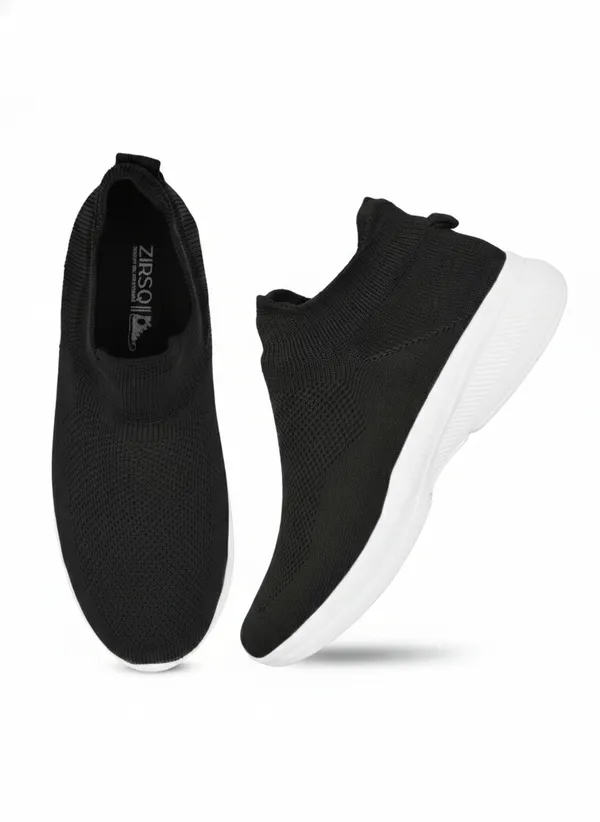 Black_White_Flyknit_Slip-On_Sneakers_For_Men