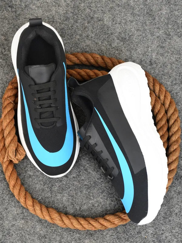 Black_Blue_Mesh_Lace-Up_Sneakers_For_Men