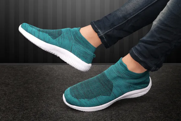 Teal_Flyknit_Slip-On_Sneakers_For_Men