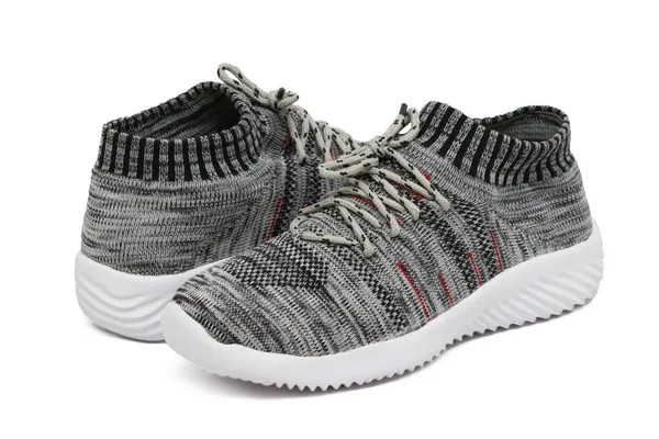Grey_Flyknit_Lace-Up_Casual_Shoes_For_Men