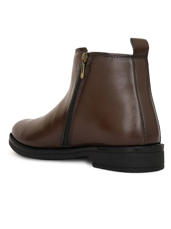 Brown_Synthetic_Leather_Slip-On_Ankle_Boots_For_Men