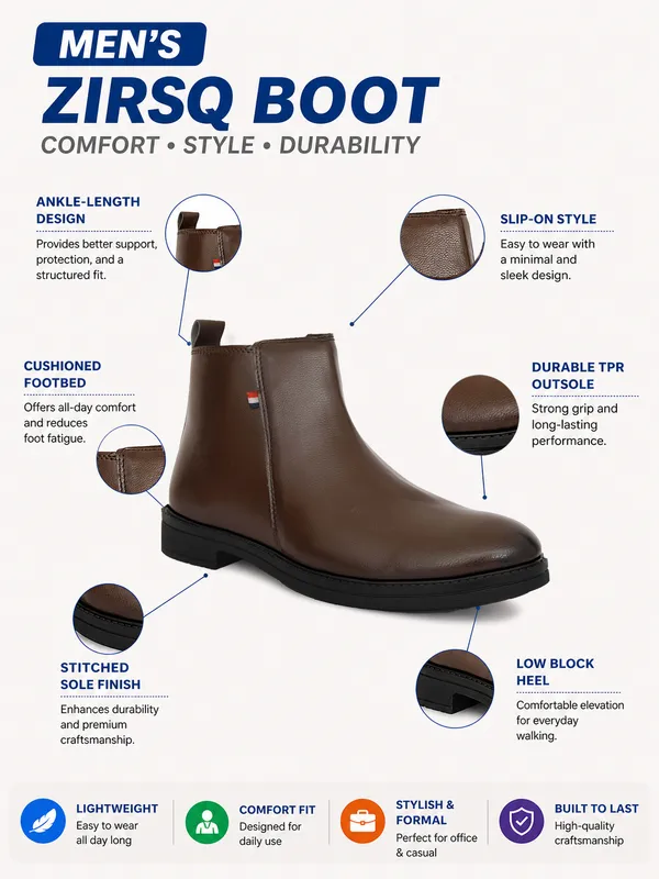 Brown_Synthetic_Leather_Slip-On_Ankle_Boots_For_Men