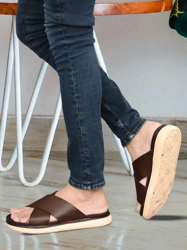 Brown_Synthetic_Leather_Cross_Strap_Slide_Sandals_For_Men