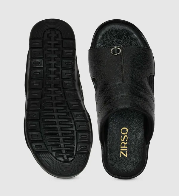 Black_Genuine_Leather_Slip-On_Sandals_For_Men