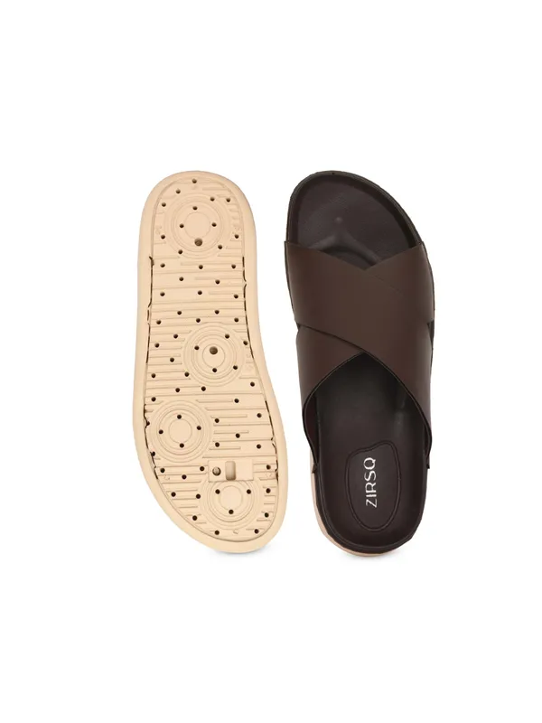 Brown_Synthetic_Leather_Cross_Strap_Slide_Sandals_For_Men