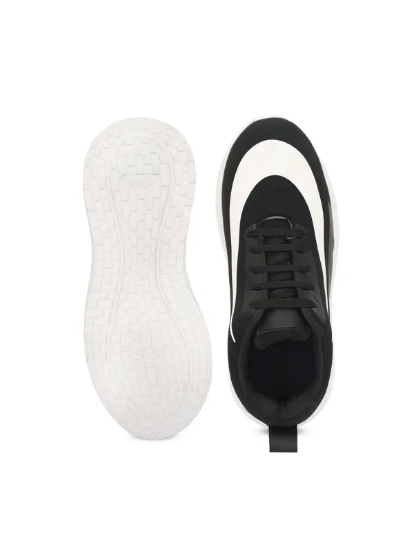 Black_White_Mesh_Lace-Up_Sneakers_For_Men
