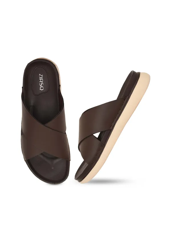 Brown_Synthetic_Leather_Cross_Strap_Slide_Sandals_For_Men