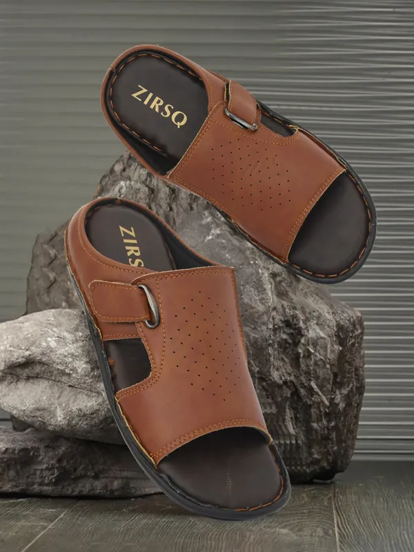 Brown_Synthetic_Leather_Slippers_For_Men