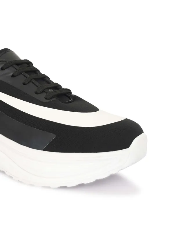 Black_White_Mesh_Lace-Up_Sneakers_For_Men
