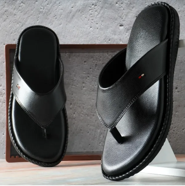 Black_Synthetic_Leather_Slippers_For_Men