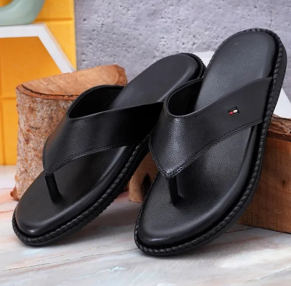 Black_Synthetic_Leather_Slippers_For_Men