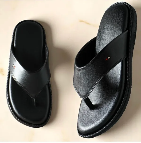 Black_Synthetic_Leather_Slippers_For_Men