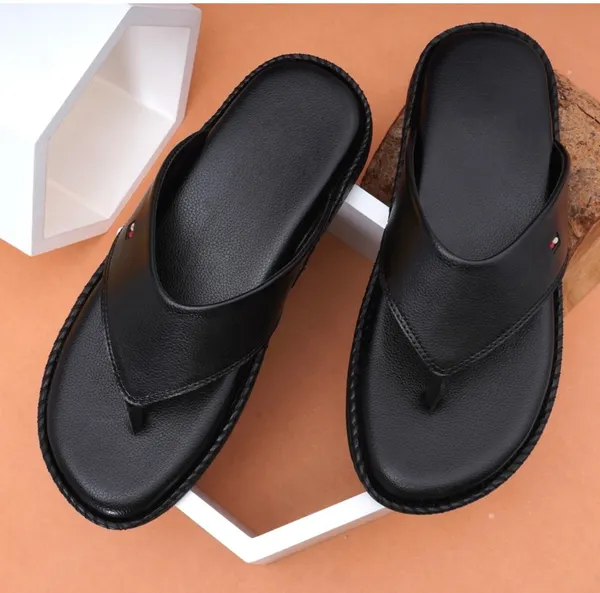 Black_Synthetic_Leather_Slippers_For_Men