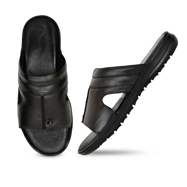 Black_Genuine_Leather_Slip-On_Sandals_For_Men