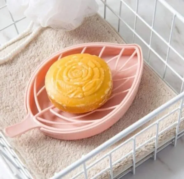 Plastic_Leaf_Shape_Soap_Dish_Holder_Pink_Pack_Of_5