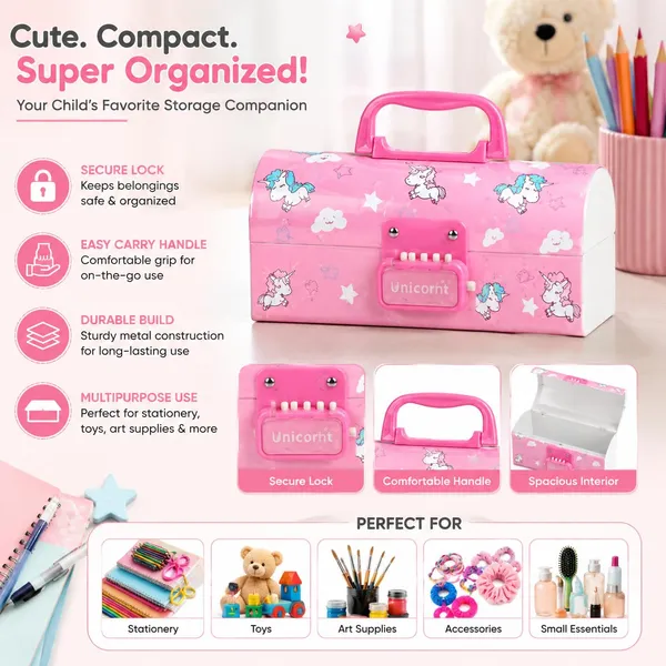 Bpa_Free_Plastic_Kids_Storage_Box_With_Lock_And_Handle_Pink